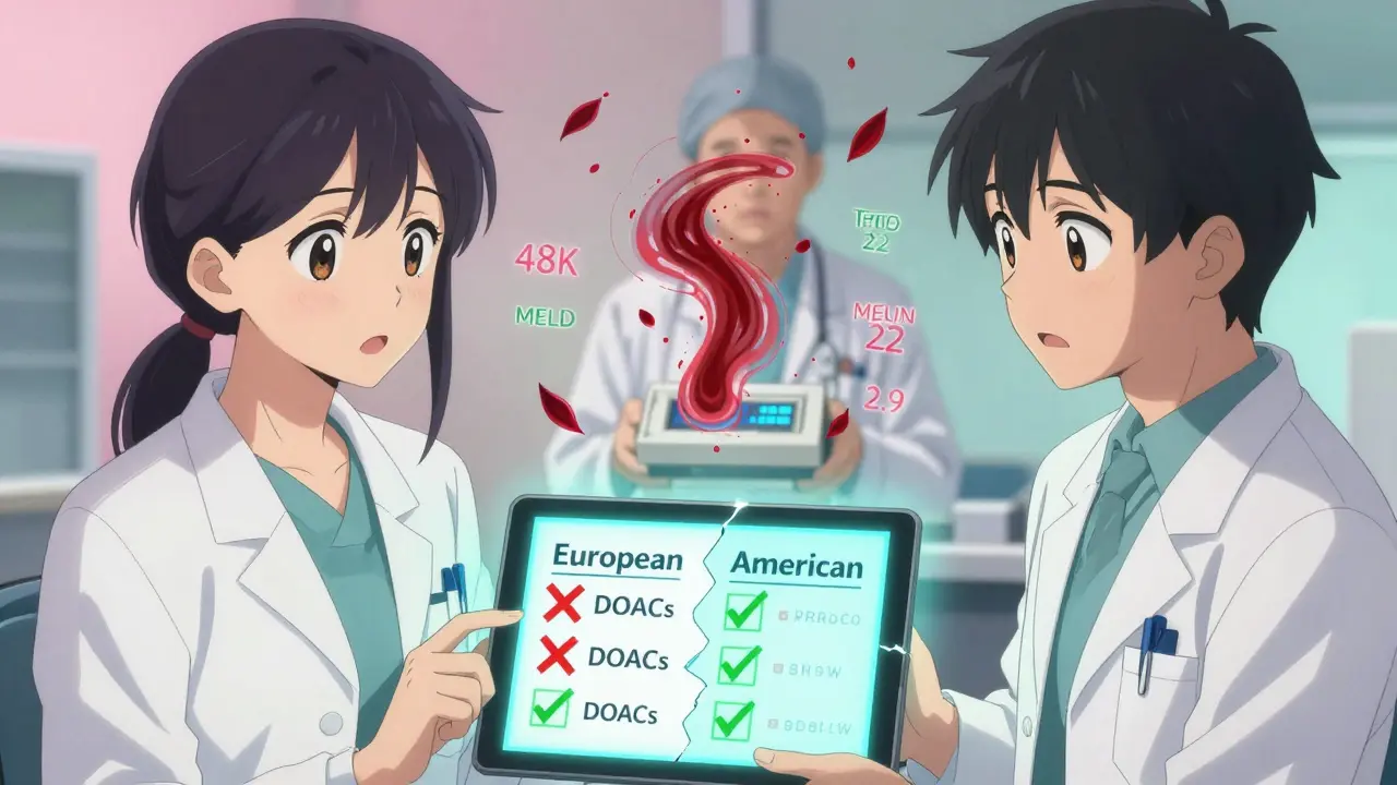 Doctors stare at conflicting medical guidelines with floating vital signs hovering around them.