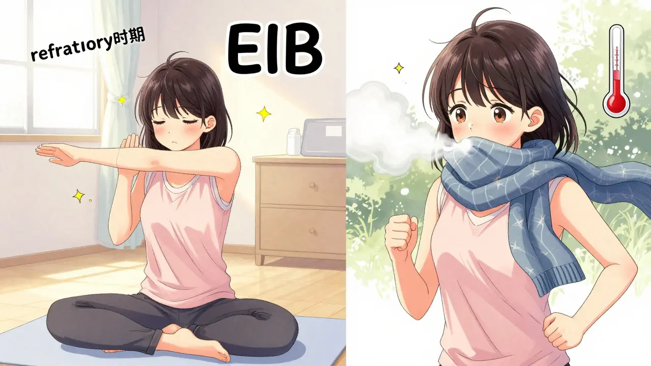 Manga character warming up and wearing a scarf to protect airways