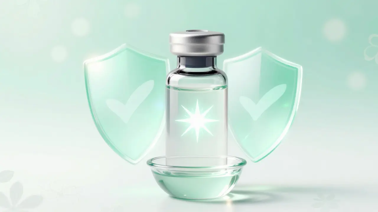 Shoujo art of safe medicine bottle with glowing protection shield