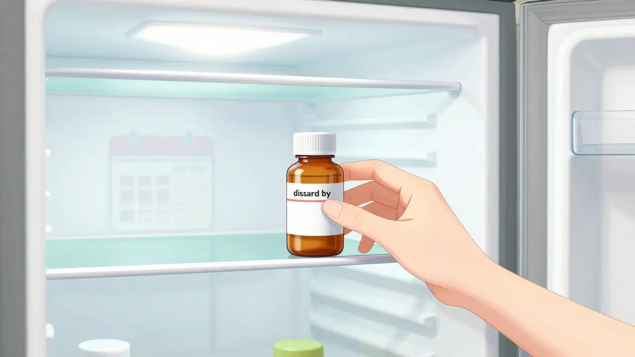 Placing antibiotic bottle correctly in fridge in shoujo manga art
