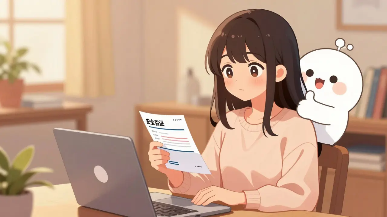 Shoujo girl safely ordering meds online with mascot