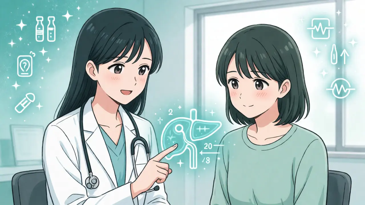Doctor explaining transplant health metrics to a patient